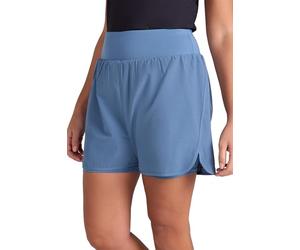 Mountain Warehouse Double-Layer Womens Running Shorts - Breathable, Fast Wicking, 4-Way-Stretch, High Rise Ladies Bottoms - Spring Summer, Gym, Exercise, Workout Blue 8