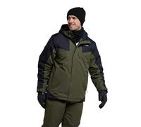 Mountain Warehouse Dusk Mens Ski Jacket - Water Resistant Fleece Lined Rain Coat with Snow Skirt, Adjustable Hood & Cuffs - For Skiing, Snowboarding & Outdoors Dark Khaki L