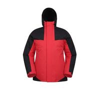 Mountain Warehouse Dusk Mens Ski Jacket - Water Resistant Fleece Lined Rain Coat with Snow Skirt, Adjustable Hood & Cuffs - For Skiing, Snowboarding & Outdoors Active Red M