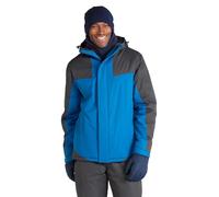 Mountain Warehouse Dusk Mens Ski Jacket - Water Resistant Fleece Lined Rain Coat with Snow Skirt, Adjustable Hood & Cuffs - For Skiing, Snowboarding & Outdoors Blue XL