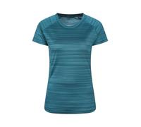 Mountain Warehouse Endurance Striped Womens Tee - Lightweight, Moisture Wicking T-Shirt, Quick Dry Top - for Spring Summer, Gym & Hiking Teal (Stripe) Women's Size 6