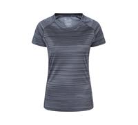 Mountain Warehouse Endurance Striped Womens Tee - UPF30+ UV Protection T-Shirt, Antibacterial Tee Shirt, Lightweight, Quick Dry Top - for Spring Summer & Outdoors Dark Grey (Stripe) Women's Size 8