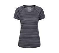 Mountain Warehouse Endurance Striped Womens Tee - UPF30+ UV Protection T-Shirt, Antibacterial Tee Shirt, Lightweight, Quick Dry Top - for Spring Summer & Outdoors Dark Grey (Stripe) Women's Size 16