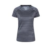 Mountain Warehouse Endurance Striped Womens Tee - UPF30+ UV Protection T-Shirt, Antibacterial Tee Shirt, Lightweight, Quick Dry Top - for Spring Summer & Outdoors Dark Grey (Stripe) Women's Size 10