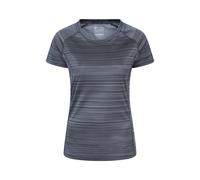 Mountain Warehouse 'Endurance' Womens Striped Tee Sun Protection Everyday Gym T-Shirt Dark Grey - Size 10 UK
