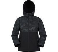 Mountain Warehouse Exodus Kids Softshell Jacket - Breathable Childrens Jacket, Water Resistant Girls Coat, Fleece Lined Boys Hoodie, Wind Resistant - For Spring Summer Black (02) Kids Size 3-4 Years