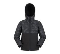 Mountain Warehouse Exodus Kids Softshell Jacket - Breathable, Wind & Water Resistant, Fleece Lined Coat for Boys & Girls - For Autumn, Winter, Hiking & Outdoors Black Camo Kids Size 3-4 Years