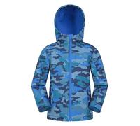 Mountain Warehouse Exodus Kids Softshell Jacket - Breathable, Wind & Water Resistant, Fleece Lined Coat for Boys & Girls - For Autumn, Winter, Hiking & Outdoors Blue Kids Size 7-8 Years