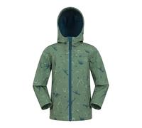Mountain Warehouse Exodus Kids Softshell Jacket - Breathable, Wind & Water Resistant, Fleece Lined Coat for Boys & Girls - For Autumn, Winter, Hiking & Outdoors Green Kids Size 9-10 Years