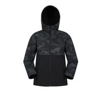 Mountain Warehouse Exodus Kids Softshell Jacket - Childrens Breathable Coat, Water Resistant, Wind Resistant Fleece Lined For Girls & Boys - For Spring Summer Black (02) Kids Size 11-12 Years