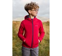 Mountain Warehouse Exodus Kids Softshell Jacket - Breathable Childrens Jacket, Showerproof Girls Coat, Fleece Lined Boys Hoodie, Wind Resistant - for Travelling, Red, 7-8 Years