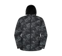 Mountain Warehouse Exodus Mens Printed Softshell Jacket - Windproof Shell, Water Resistant Rain Coat, Bonded Fabric, Adjustable Fit - Spring Summer, Travelling Alloy Grey (Printed) XL