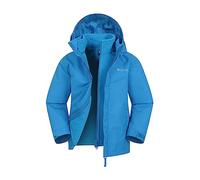 Mountain Warehouse Fell Kids 3 in 1 Jacket - Water-Resistant Triclimate Raincoat, Detachable Inner Coat & Packaway Hood - For Walking, Hiking & Outdoors Bright Blue Kids Size 5-6 Years