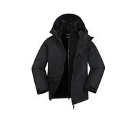 Mountain Warehouse Fell Kids 3 in 1 Jacket - Water-Resistant Triclimate Raincoat, Detachable Inner Coat & Packaway Hood - Spring Summer, Walking, Hiking & Outdoors Black Kids Size 2-3 Years