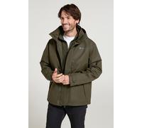 Mountain Warehouse Fell Mens 3 in 1 Water Resistant Jacket - Adjustable Coat, Packaway Hood, Detachable Inner Fleece, Many Pockets - Spring Summer, Outdoors Dark Khaki XS
