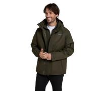 Mountain Warehouse Fell Mens 3 in 1 Water Resistant Jacket - Adjustable Coat, Packaway Hood, Detachable Inner Fleece, Many Pockets - Spring Summer, Outdoors Dark Khaki XXS