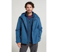 Mountain Warehouse Fell Mens 3 in 1 Water Resistant Jacket - Adjustable Coat with Packaway Hood, Detachable Inner Fleece & Many Pockets - For Hiking & Outdoors Dark Blue XS