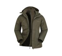 Mountain Warehouse Fell Mens 3 in 1 Water Resistant Jacket - Adjustable Coat with Packaway Hood, Detachable Inner Fleece & Many Pockets - For Hiking & Outdoors Dark Khaki 3XL