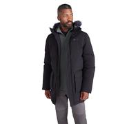 Mountain Warehouse Fern Mens Water Resistant Padded Parka - Thermal Tested -50 ° Puffer Coat with Elastic Cuff & Hood - Spring Summer Camping & Outdoors Black S