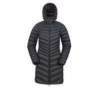 Mountain Warehouse Florence Womens Long Padded Jacket - Lightweight, Water Resistant Puffer Rain Coat, Warm -30C Heat Rating - Autumn, Winter, Outdoor Jet Black Women's Size 20