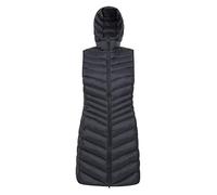 Mountain Warehouse Florence Womens Long Padded Gilet - Water-resistant Sleeveless Jacket with Microfibre Insulation & Side Pockets - For Spring Summer & Outdoors Black Women's Size 20