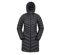 Mountain Warehouse Florence Womens Winter Long Padded Jacket - Water Resistant Rain Coat, Lightweight Puffer Jacket, Warm, 30C Heat Rating - for Outdoors, Walking Jet Black Women's Size 12