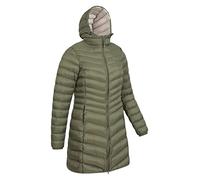 Mountain Warehouse Florence Womens Winter Long Padded Jacket - Water Resistant Rain Coat, Lightweight Puffer Jacket, Warm, 30C Heat Rating - for Outdoors, Walking Khaki Women's Size 16
