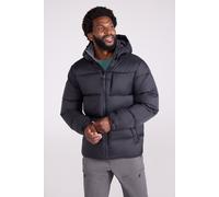 Mountain Warehouse Frost Mens Padded Down Jacket - Water Resistant, Ripstop, Waterproof Zips, Adjustable Fit Outerwear, Thermal Tested -50C- Clothing for Camping, Winter Jet Black XS