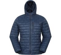 Mountain Warehouse Frost Shield Mens Hooded Lightweight Padded Jacket - Lightweight Coat, Chin Guard, Adjustable Hem, Zipped Pockets - Walking, Hiking, Outdoors, Travel Navy XS