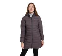 Mountain Warehouse Furnace Long Down Womens Padded Jacket - Water Resistant Raincoat, Lightweight Ladies Winter Coat, Down Filling, Warm Jacket - For Camping Holidays Dark Grey Women's Size 10