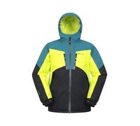 Mountain Warehouse Galactic Kids Waterproof Ski Jacket - Detachable Hood, Taped Seams, Breathable, Integrated Snowskirt - Winter, Skiing, Snowboarding Green Kids Size 7-8 Years