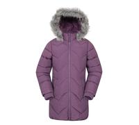 Mountain Warehouse Galaxy Fleece Lined Kids Padded Jacket - Water Resistant Puffer Coat with Faux Fur Hood, Girls & Boys - For Autumn, Winter, Travelling, Hiking Dark Purple Kids Size 11-12 Years