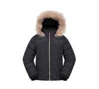 Mountain Warehouse Galaxy Fleece Lined Kids Padded Jacket - Water Resistant Puffer Coat with Faux Fur Hood, Girls & Boys - For Autumn, Winter, Travelling, Hiking Black Kids Size 7-8 Years