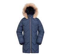 Mountain Warehouse Galaxy Fleece Lined Kids Padded Jacket - Water Resistant Puffer Coat with Faux Fur Hood, Girls & Boys - For Autumn, Winter, Travelling, Hiking Navy Kids Size 5-6 Years