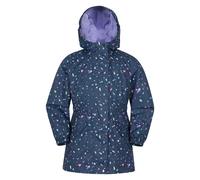 Mountain Warehouse Girls 'Dale' Kids Printed Jacket with Taped Seams Multiple Pockets Waterproof Everyday Coat Navy Cotton - Size 9-10Y