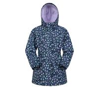 Mountain Warehouse Girls 'Dale' Kids Printed Jacket with Taped Seams Multiple Pockets Waterproof Everyday Coat Purple Cotton - Size 9-10Y