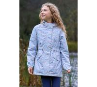 Mountain Warehouse Girls 'Dale' Kids Printed Jacket with Taped Seams Multiple Pockets Waterproof Everyday Coat Blue Cotton - Size 7-8Y