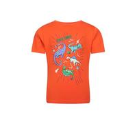 Mountain Warehouse Glow in The Dark Space Dino Kids Tee - Organic Cotton, Lightweight, Boys & Girls - Summer Nights & Outdoors Bright Orange Kids Size 5-6 Years