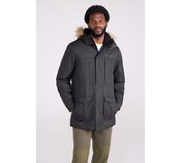 Mountain Warehouse Gorge Mens Long Jacket - Waterproof Raincoat, Breathable, Lightweight, Faux Fur Hooded Puffer Coat - For Walking, Travelling & Outdoors Black XL
