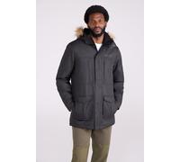Mountain Warehouse Gorge Mens Long Jacket - Waterproof Raincoat, Breathable, Lightweight, Faux Fur Hooded Puffer Coat - For Walking, Travelling & Outdoors Black L