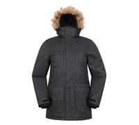 Mountain Warehouse Gorge Mens Long Jacket - Waterproof Raincoat, Breathable, Lightweight, Faux Fur Hooded Puffer Coat - For Walking, Travelling & Outdoors Black S