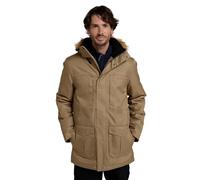 Mountain Warehouse Gorge Mens Long Jacket - Waterproof Raincoat, Breathable, Lightweight, Faux Fur Hooded Puffer Coat - For Walking, Travelling & Outdoors Stone XL