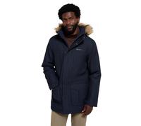 Mountain Warehouse Gorge Mens Long Jacket - Waterproof Raincoat, Breathable, Lightweight, Faux Fur Hooded Puffer Coat - For Walking, Travelling & Outdoors Navy XS