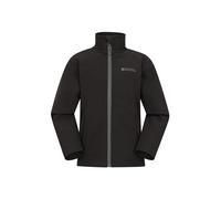 Mountain Warehouse Grasmere Kids Softshell Jacket - Water-resistant Rain Jacket with Chin Guard & Side Pockets, Boys & Girls - Autumn Winter, Walking, Outdoors & Hiking Black Kids Size 7-8 Years