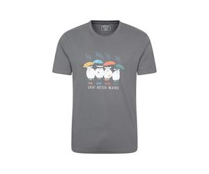 Mountain Warehouse Great British Weather Mens T-Shirt - Lightweight, Breathable & UV Protect Cotton Tee Shirt - Best for Autumn, Winter Outdoors, Holiday & Hiking Charcoal XS