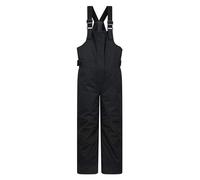 Mountain Warehouse Hakuba Kids Snow Salopettes - Waterproof Pants with Reinforced Knees & Zipped Pockets, Boys & Girls - Winter Skiing, Winter Sports, Walking Black Kids Size 3-4 Years