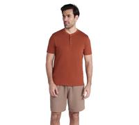 Mountain Warehouse Hasst Henley Mens T-Shirt - Lightweight & Comfortable Top with Button Neck, Casual Use - Spring, Summer, Beach, Walking, Hiking & Outdoors Rust M