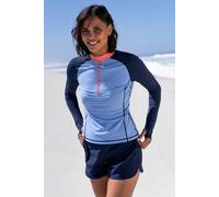 Mountain Warehouse 'helston' Long Sleeve Rash Vest Stretchy Lightweight Half Zip Top In Blue Blue 8
