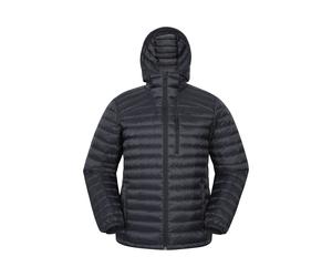 Mountain Warehouse 'Henry II' Mens Down Padded Jacket Water Resistant Hooded Puffer Winter Coat Black Nylon - Size Medium