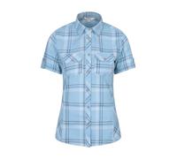 Mountain Warehouse Holiday Womens Cotton Shirt - Short Sleeve Ladies Top, Casual Shirt, Lightweight Ladies Shirt, Breathable Blouse - for Travelling, Walking Corn Blue Women's Size 16